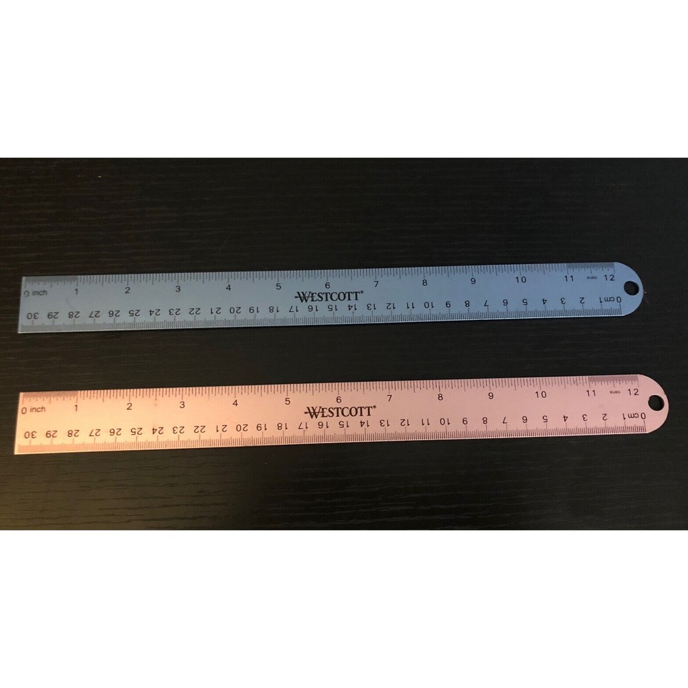 Westcott Stainless Steel Office Ruler with Non Slip Cork Base 12 inch - Lot of 2